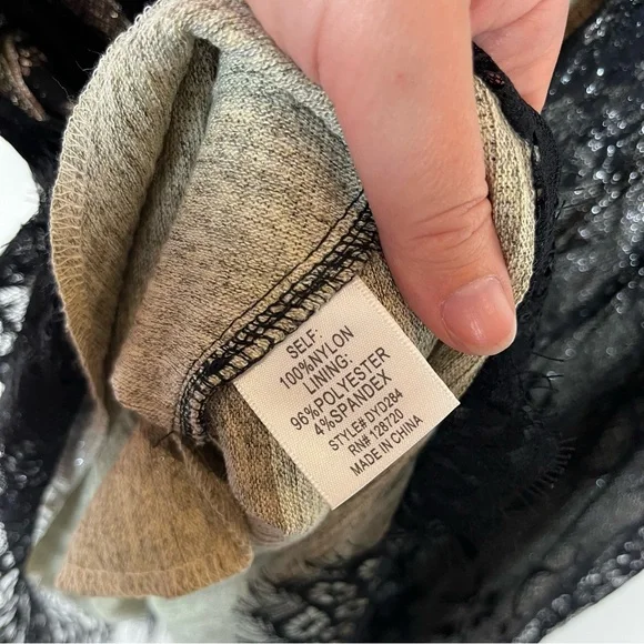 Francesca’s Lace Metallic V Neck Mini Dress Small Witchy Grunge Whimsigoth Fairy - Picture 9 of 9